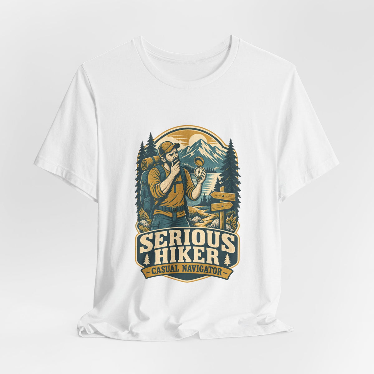 Serious Hiker T-Shirt — Casual Navigator Vintage Hiking Compass Mountain Tee