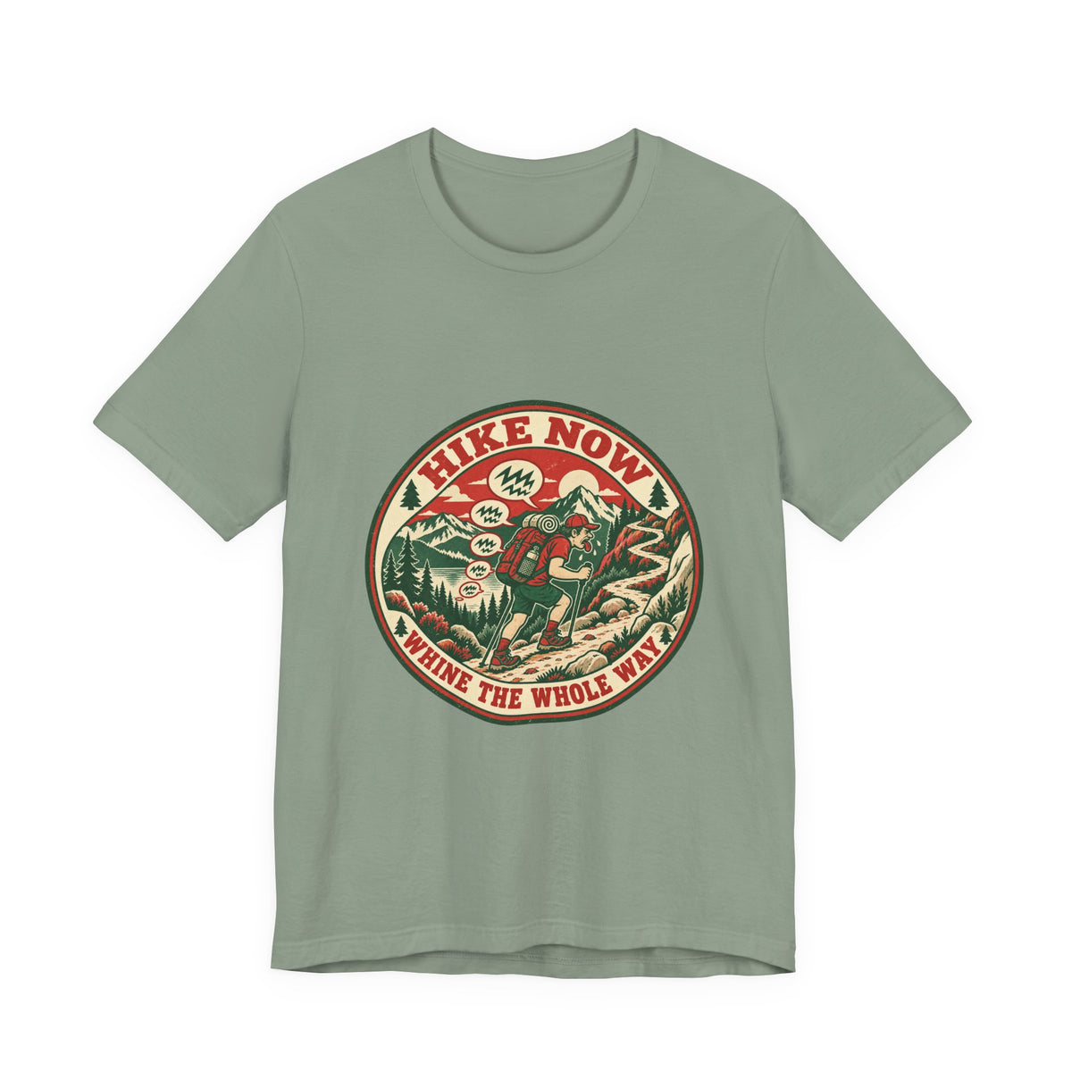 Hike Now, Wine the Whole Way T-Shirt — Funny Vintage Hiking Mountain Tee