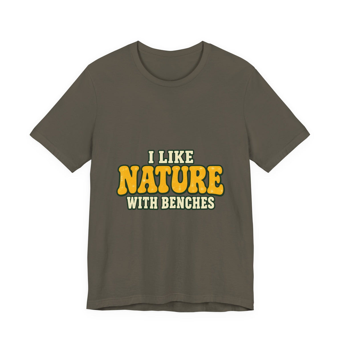 I Like Nature with Benches T-Shirt — Funny Vintage Outdoor Hiking Tee