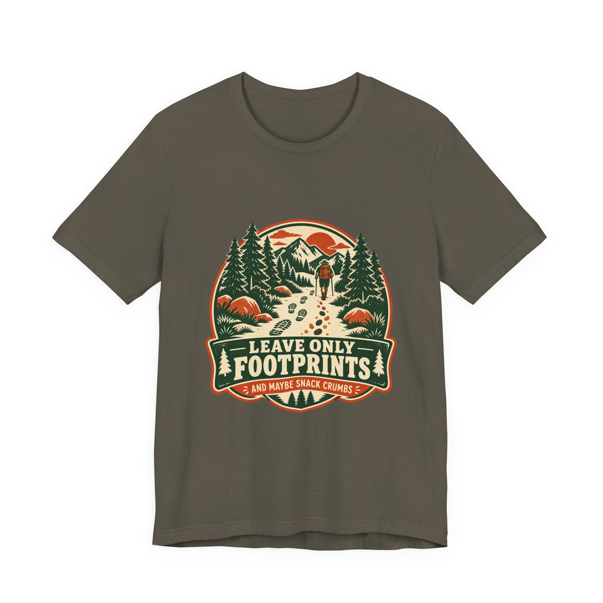Leave Only Footprints T-Shirt — Funny Hiking Trail Snack Crumbs Vintage Mountain Tee