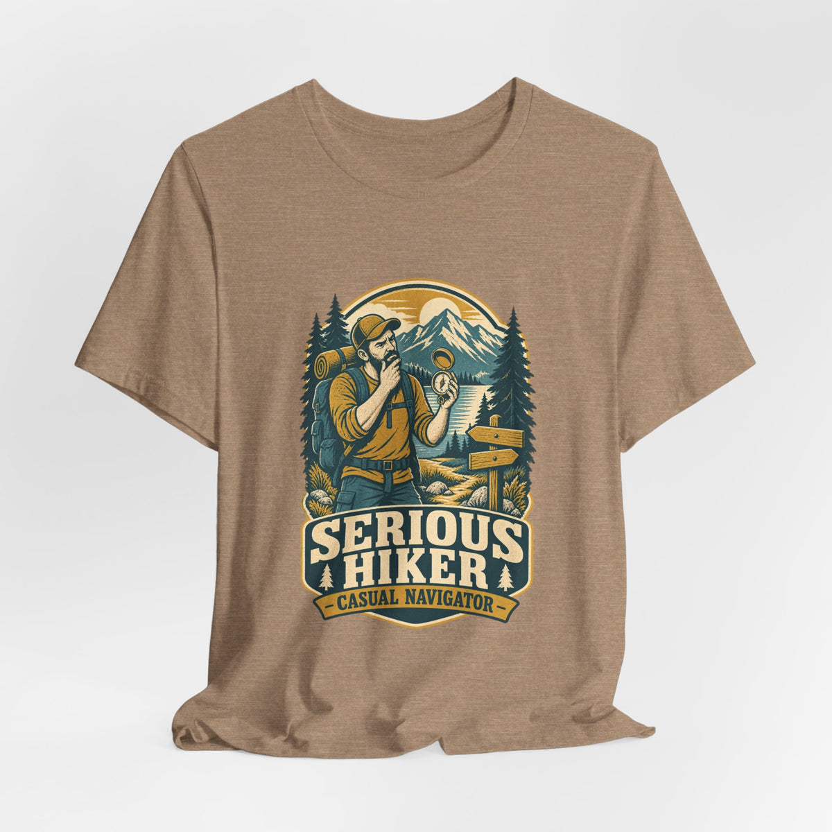 Serious Hiker T-Shirt — Casual Navigator Vintage Hiking Compass Mountain Tee