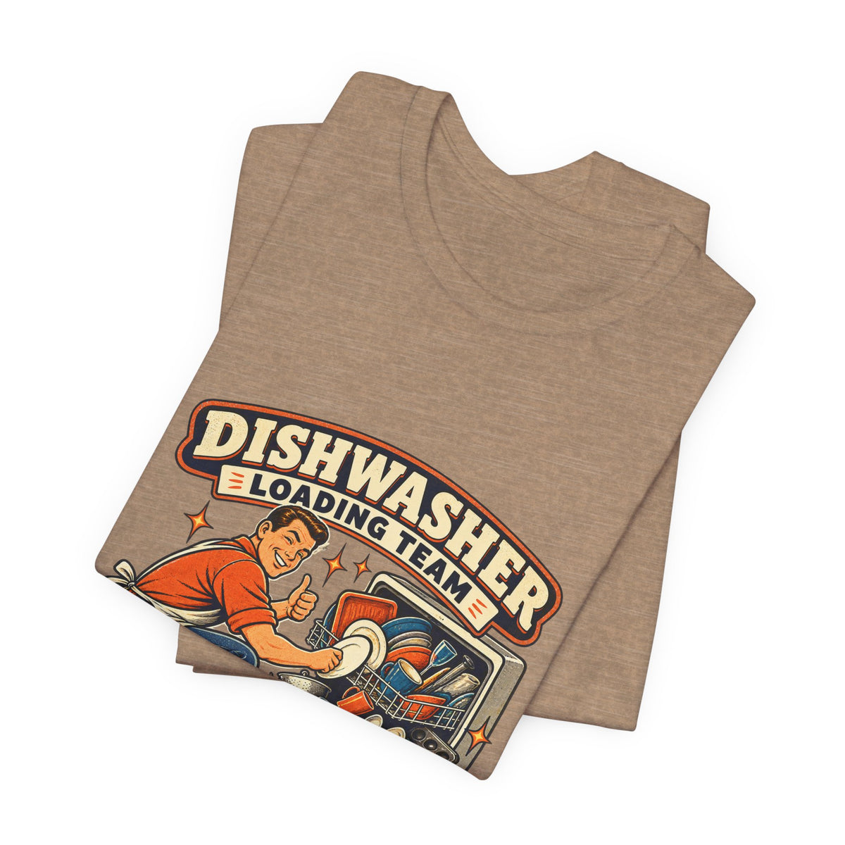 Dishwasher Loading Team T-Shirt, Creative Arrangements Retro Kitchen Humor Tee