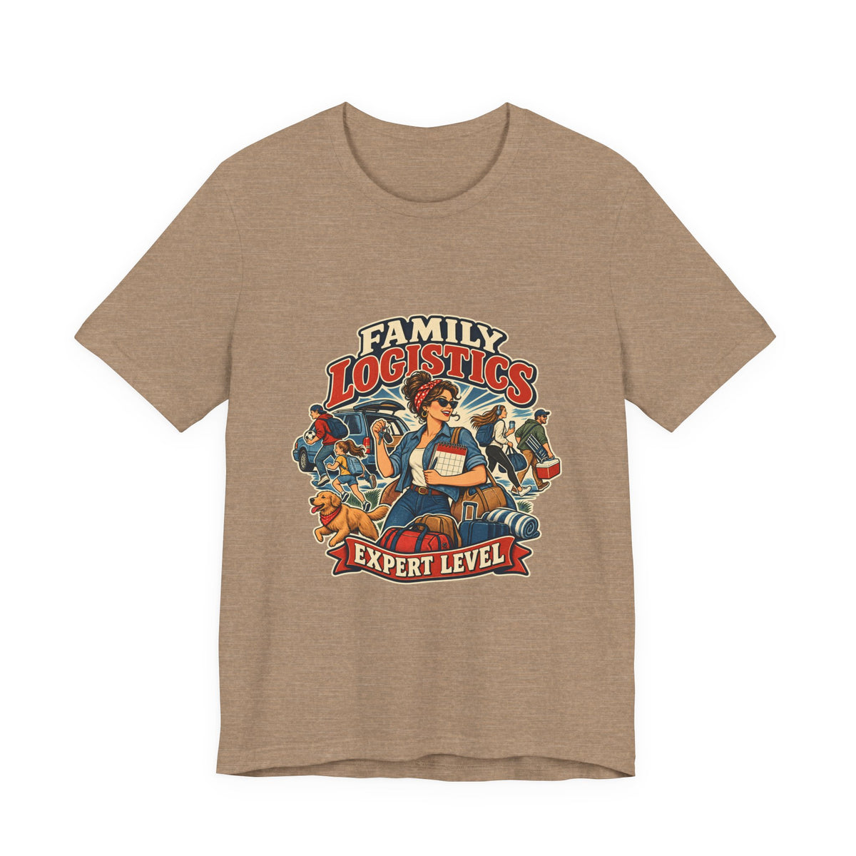 Family Logistics Expert Level T-Shirt — Vintage Mom Life and Family Organizer Tee