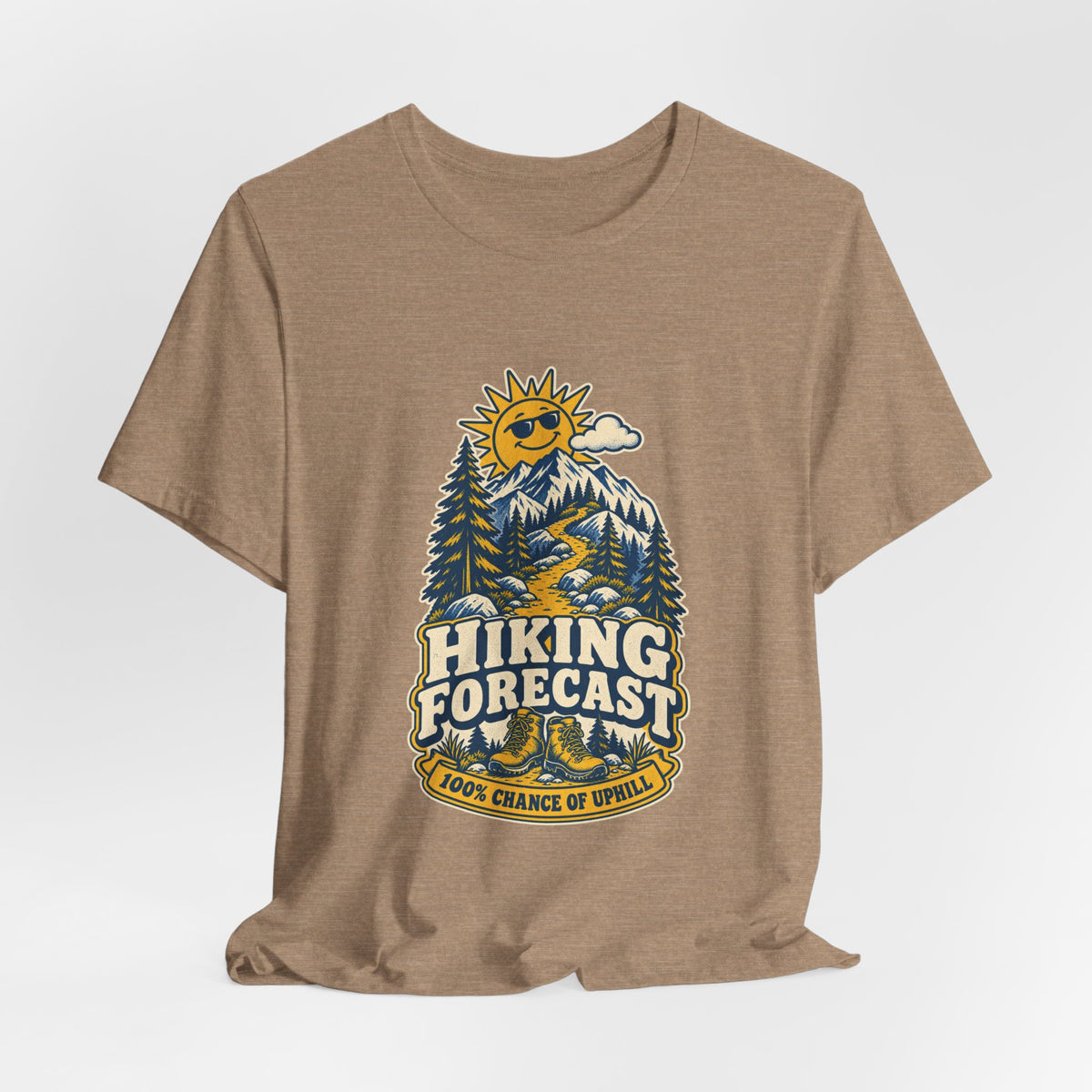 Hiking Forecast T-Shirt — 100% Chance of Uphill Vintage Mountain Tee