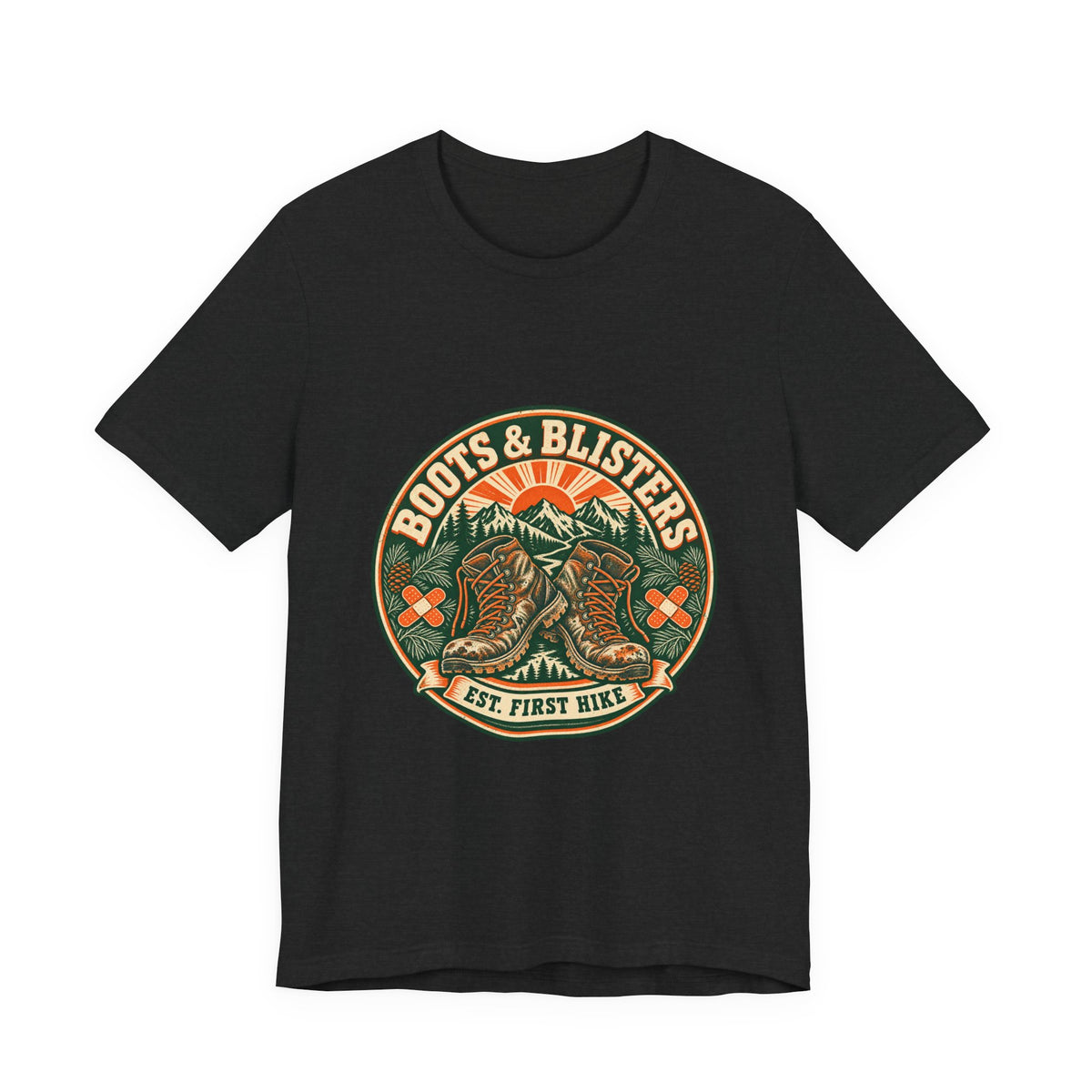 Boots & Blisters T-Shirt — Vintage Hiking Boots Mountain Trail Tee