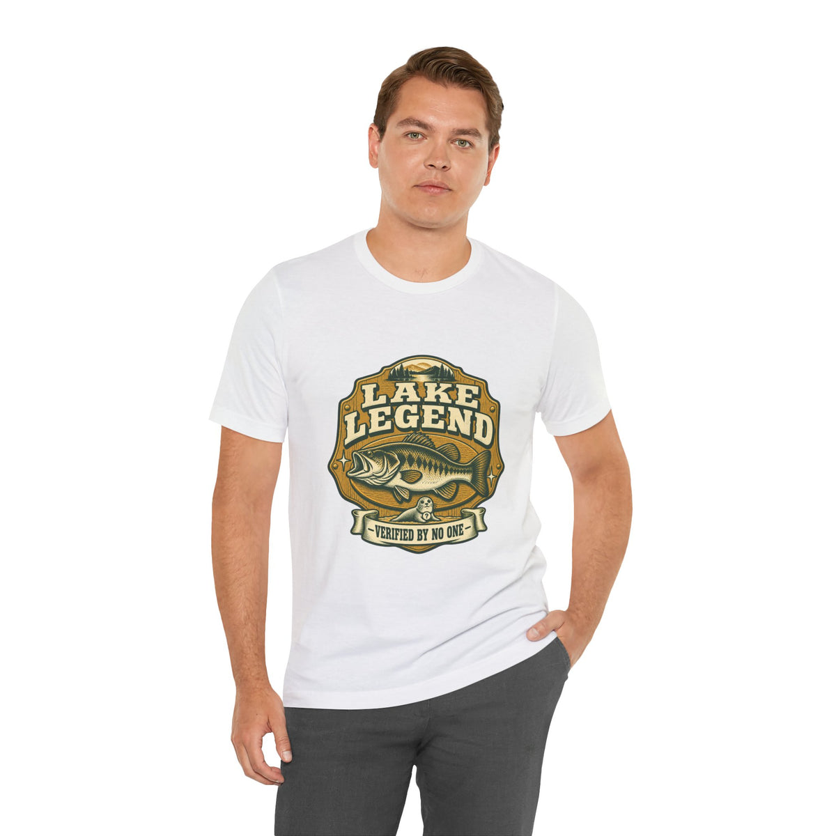 Lake Legend Fishing T-Shirt — Vintage Bass and “Verified by No One” Lake Life Tee