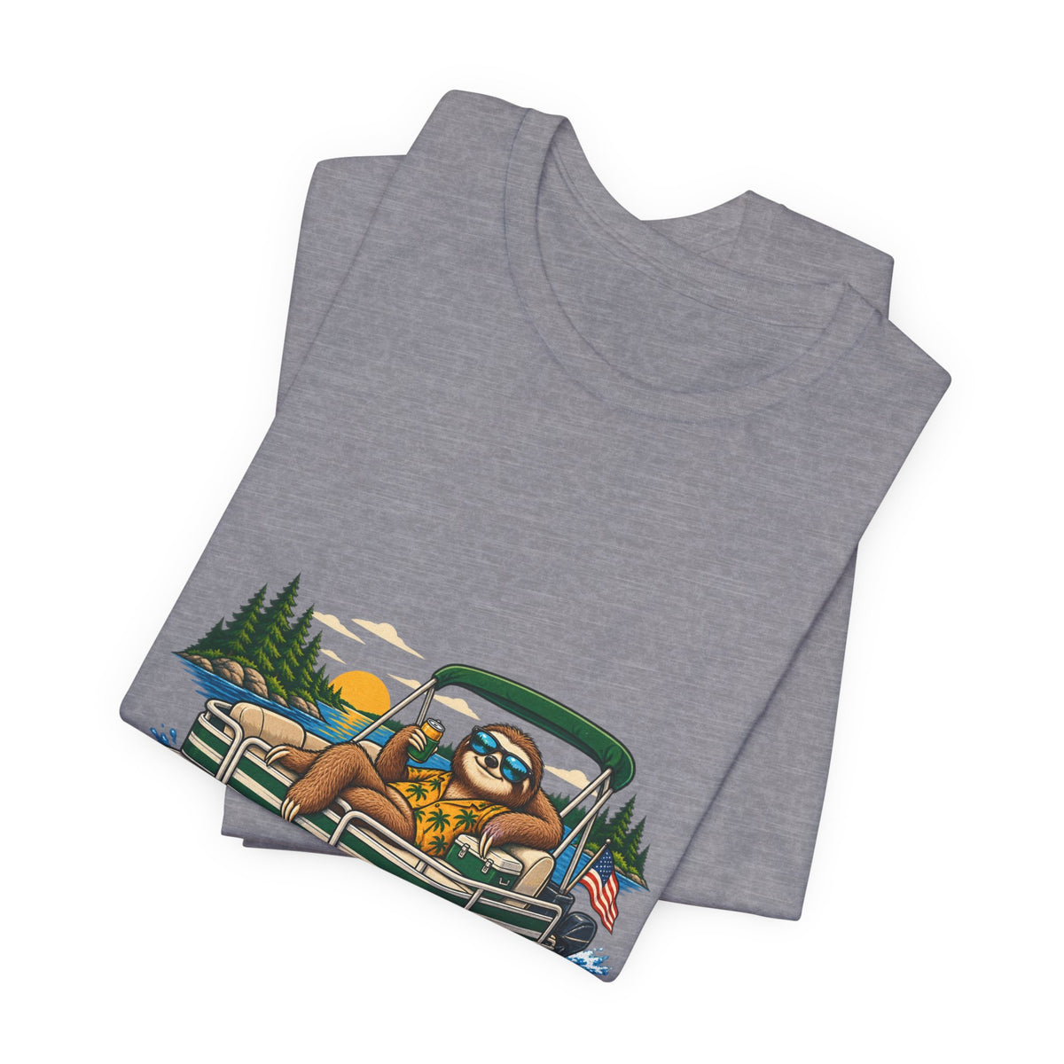 Lake It Easy Sloth Pontoon Boat T-Shirt — Vintage Summer Lake Life Humor Tee
