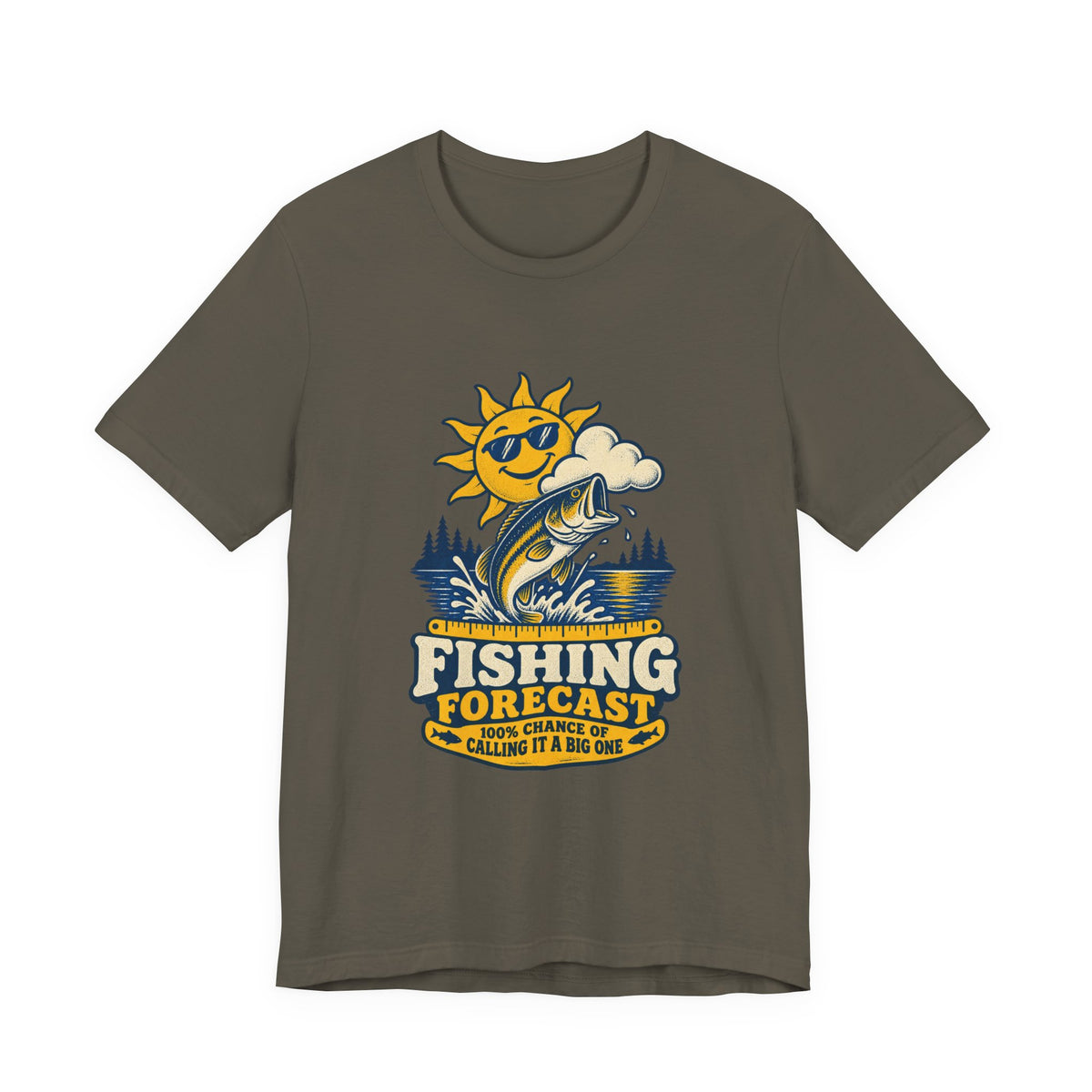 Fishing Forecast T-Shirt — 100% Chance of Calling It a Big One Vintage Fishing Tee