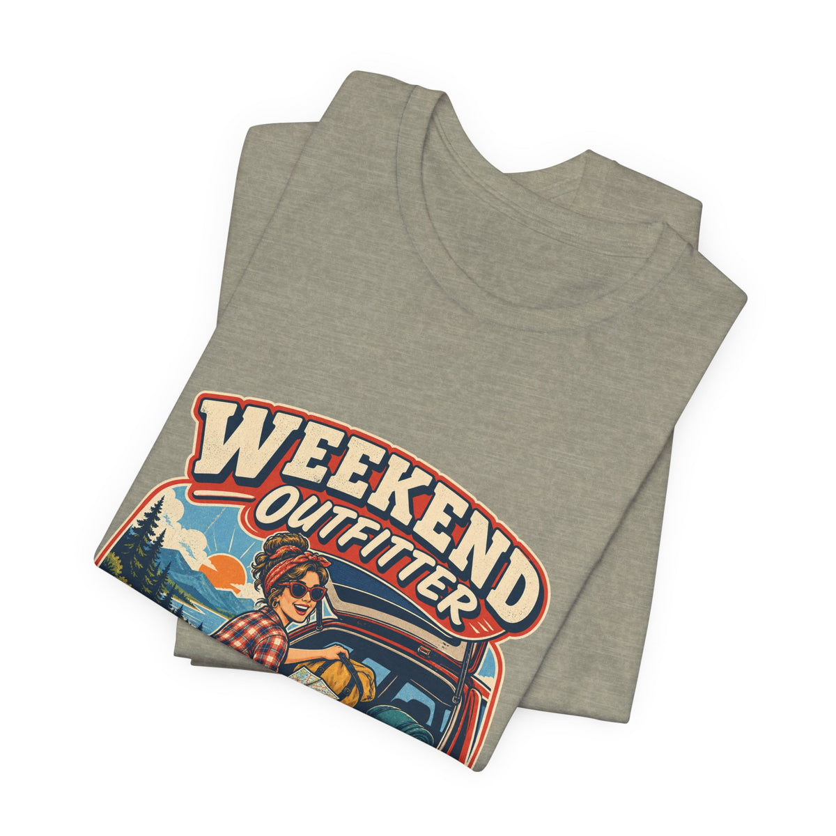 Weekend Outfitter Vintage Adventure T-Shirt — Bags Snacks Backup Plans Retro Road Trip Tee
