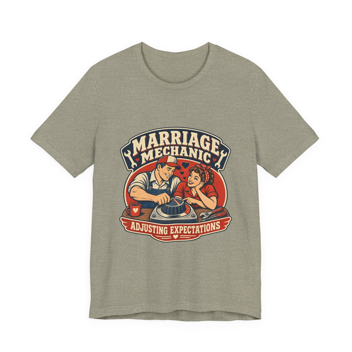 Marriage Mechanic Adjusting Expectations T-Shirt — Retro Couple Humor Tee