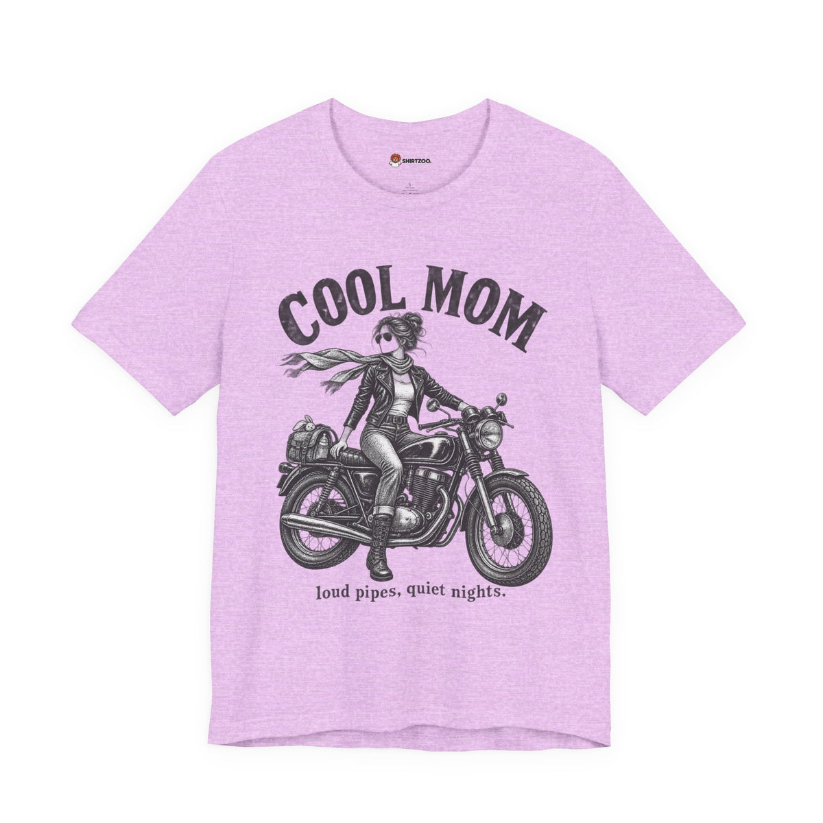 Cool Mom Motorcycle T-Shirt — 'loud pipes, quiet nights.' Biker Mom Tee