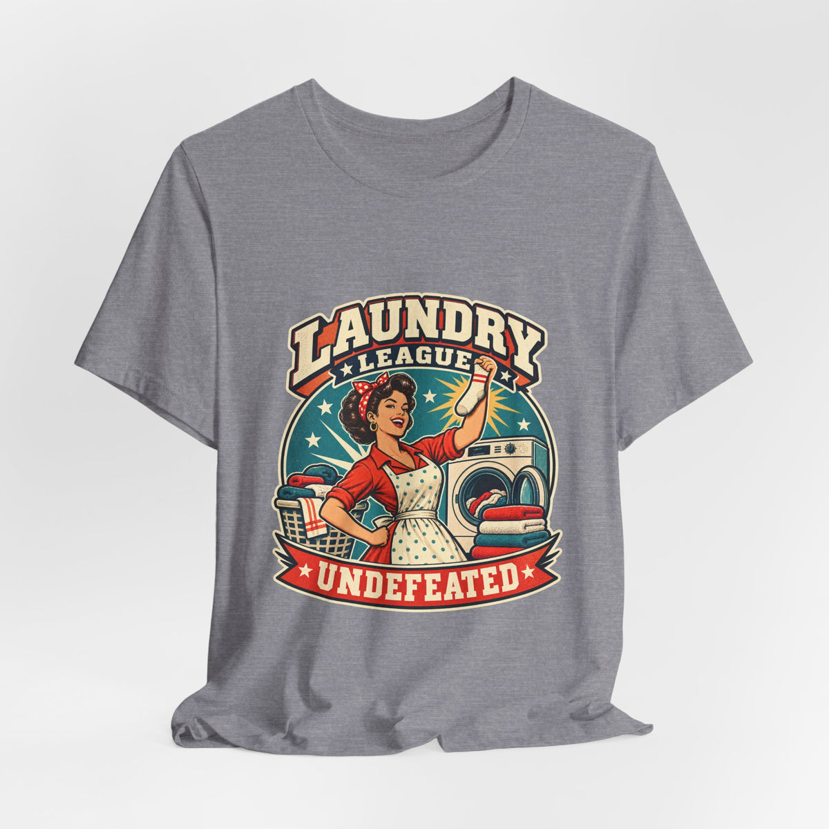 Laundry League Undefeated T-Shirt, Vintage Retro Laundry Room Humor Tee