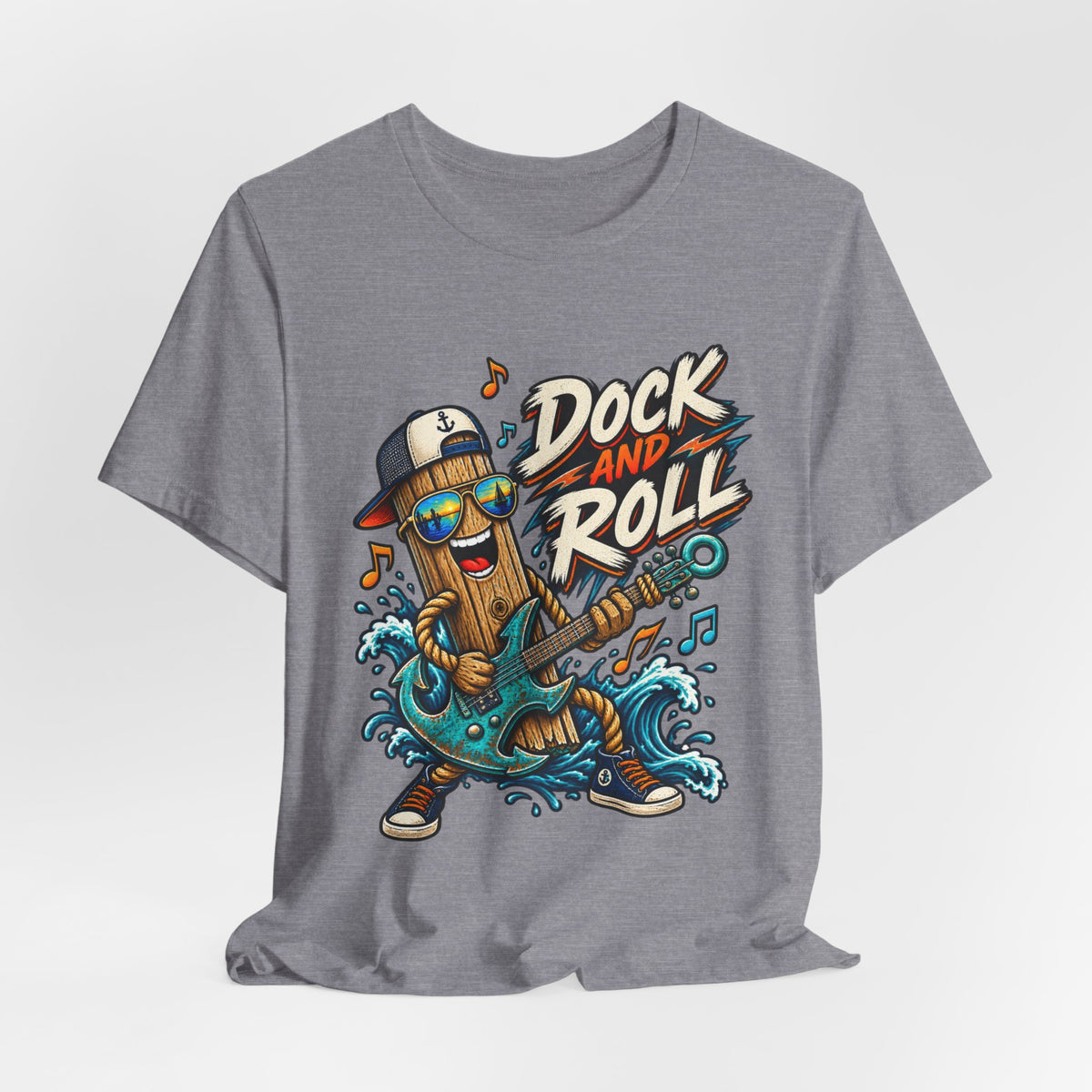 Dock and Roll T-Shirt, Funny Nautical Guitar Vintage Lake Life Tee