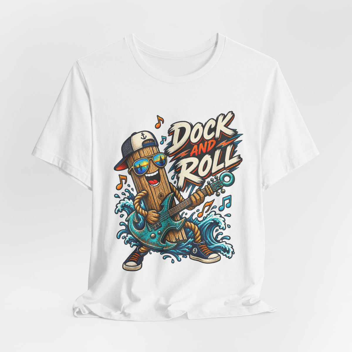 Dock and Roll T-Shirt, Funny Nautical Guitar Vintage Lake Life Tee