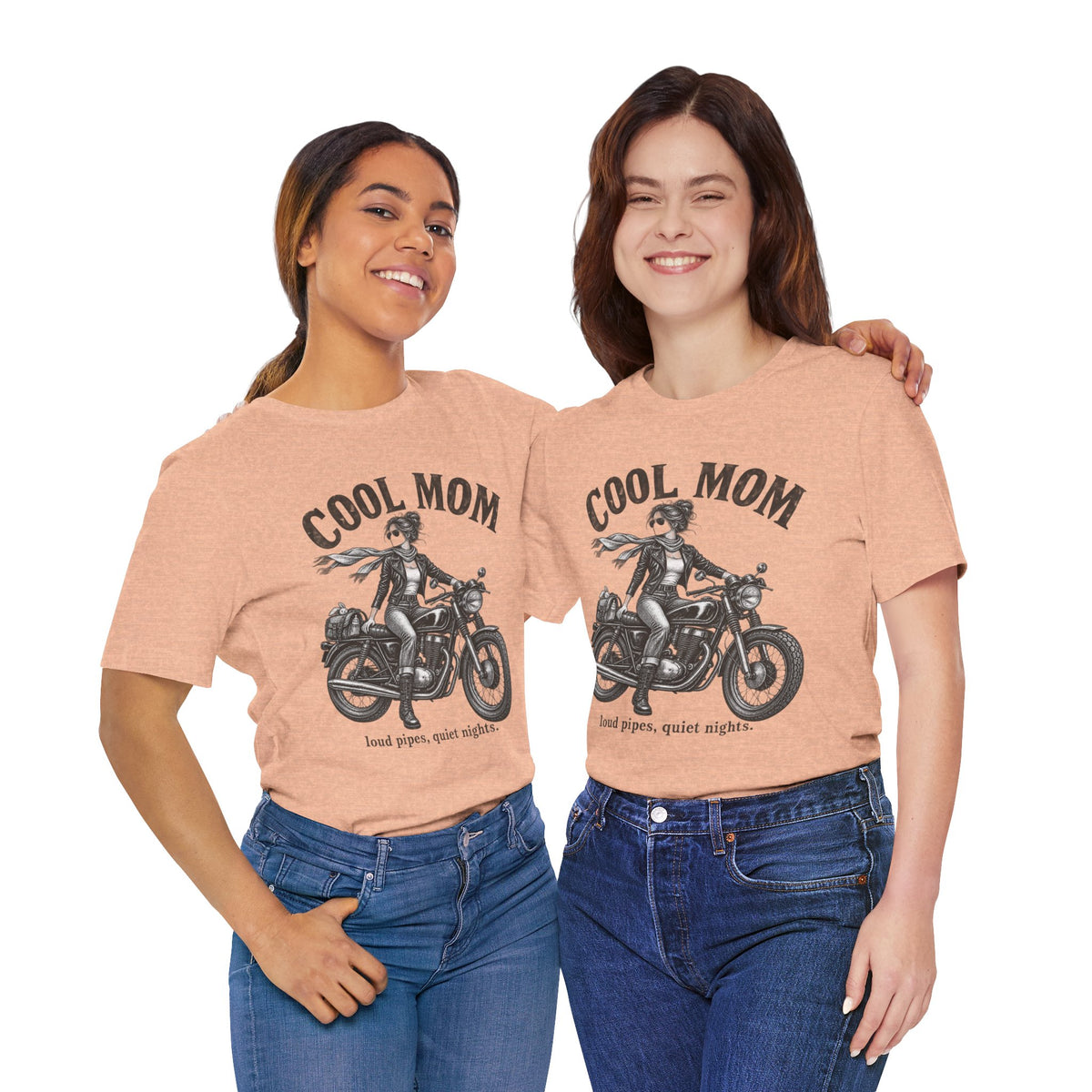 Cool Mom Motorcycle T-Shirt — 'loud pipes, quiet nights.' Biker Mom Tee