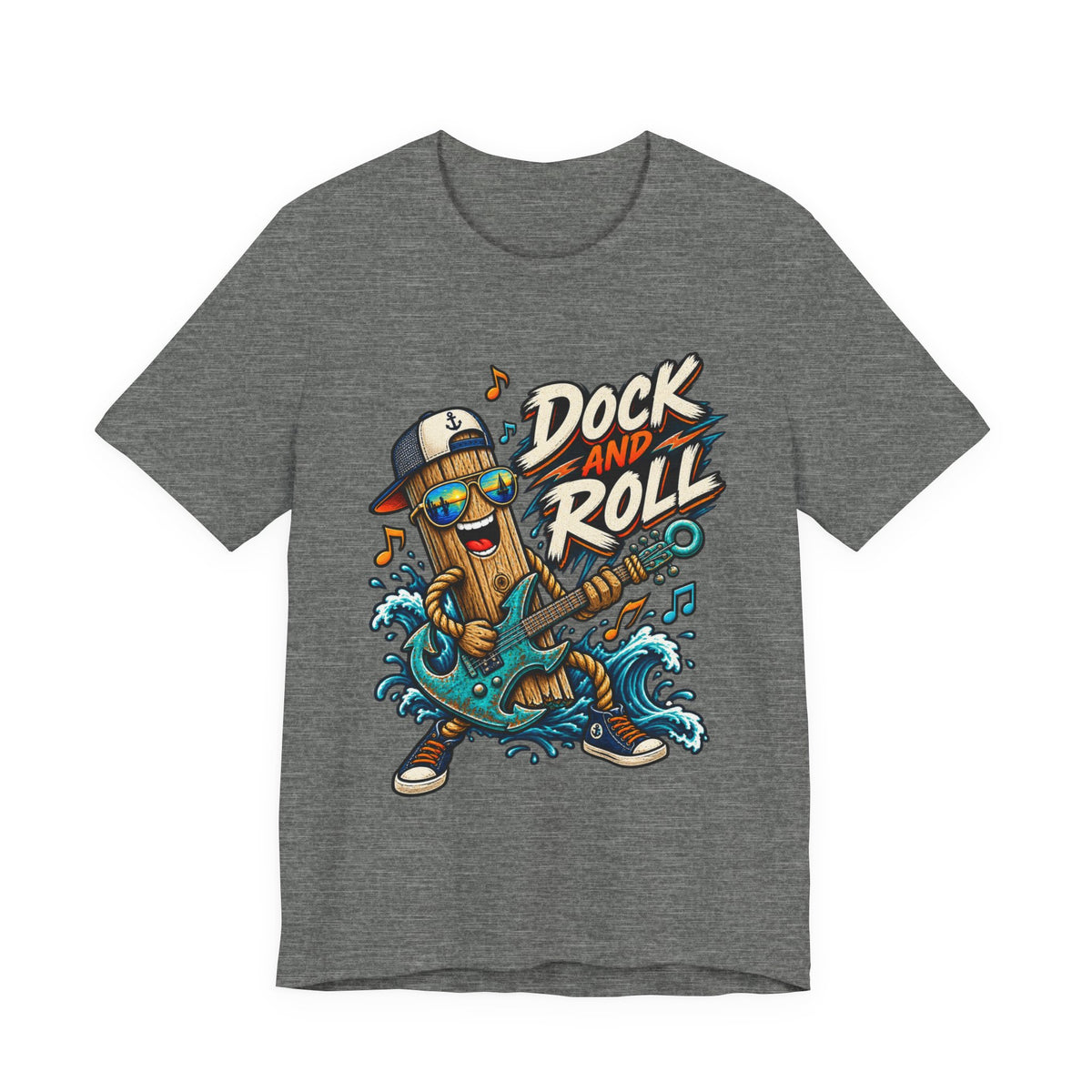 Dock and Roll T-Shirt, Funny Nautical Guitar Vintage Lake Life Tee