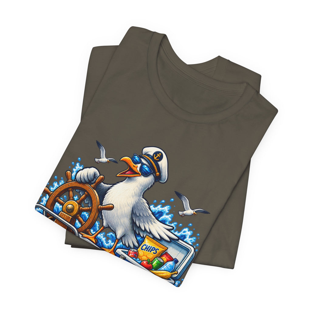 My Boat My Rules Your Snacks T-Shirt — Funny Nautical Seagull Captain Boating Tee