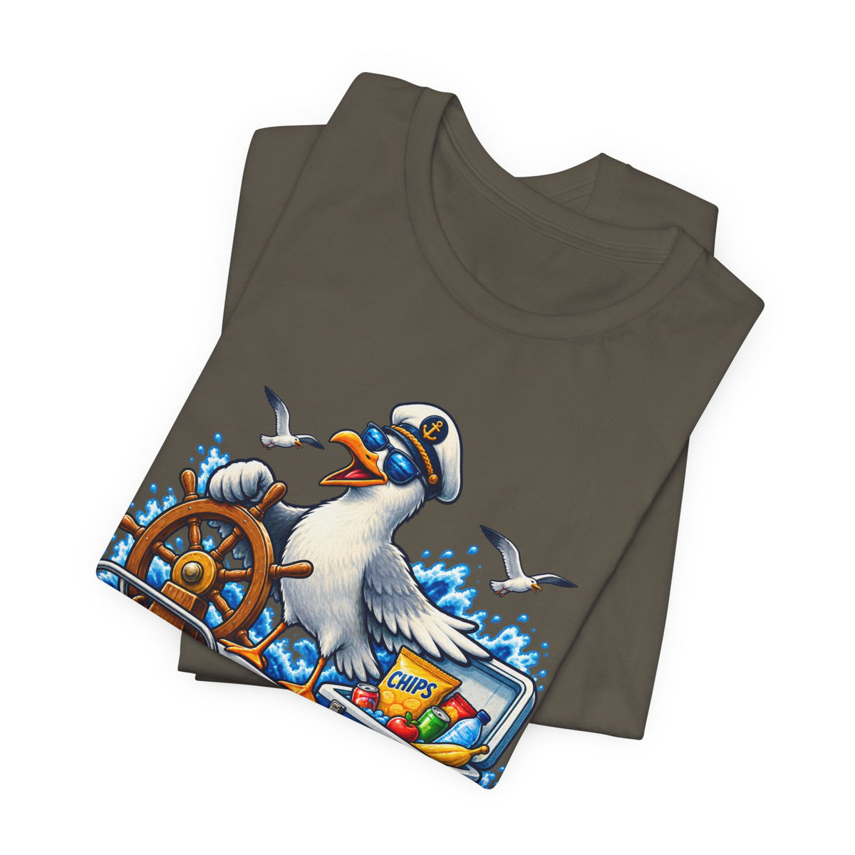 My Boat My Rules Your Snacks T-Shirt — Funny Nautical Seagull Captain Boating Tee
