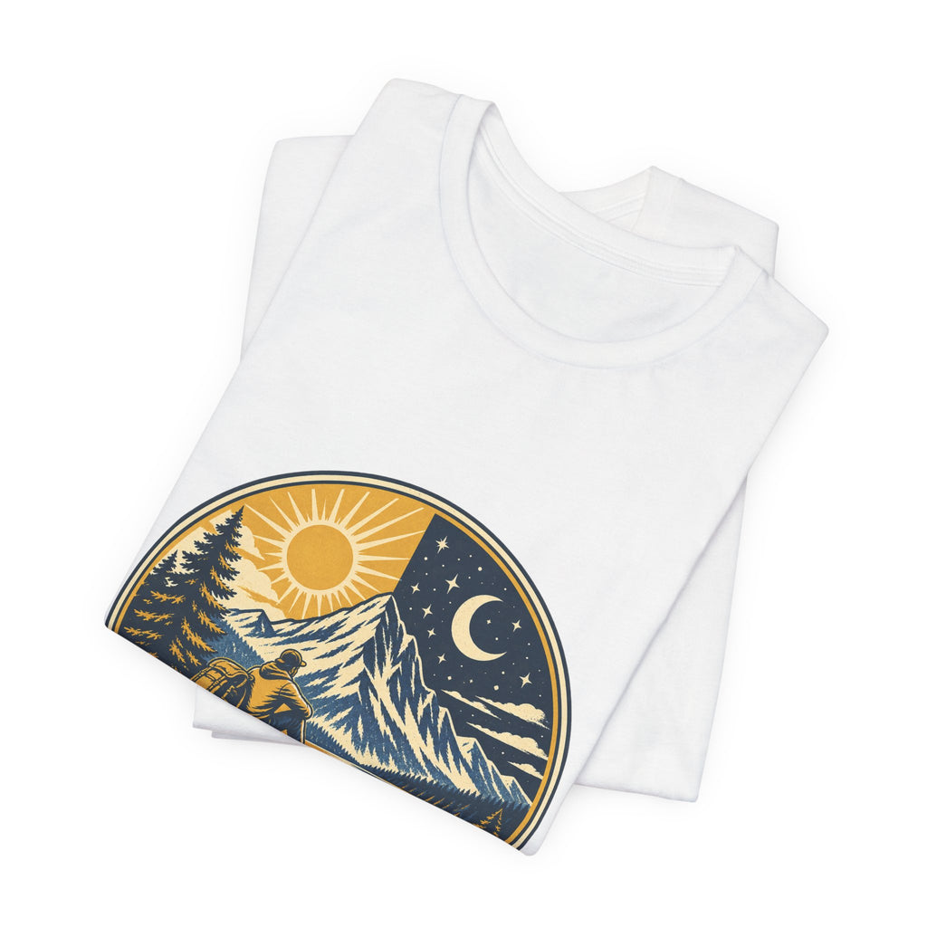 Mountain Time T-Shirt, No Clock Required Vintage Hiking Mountain Lake Tee